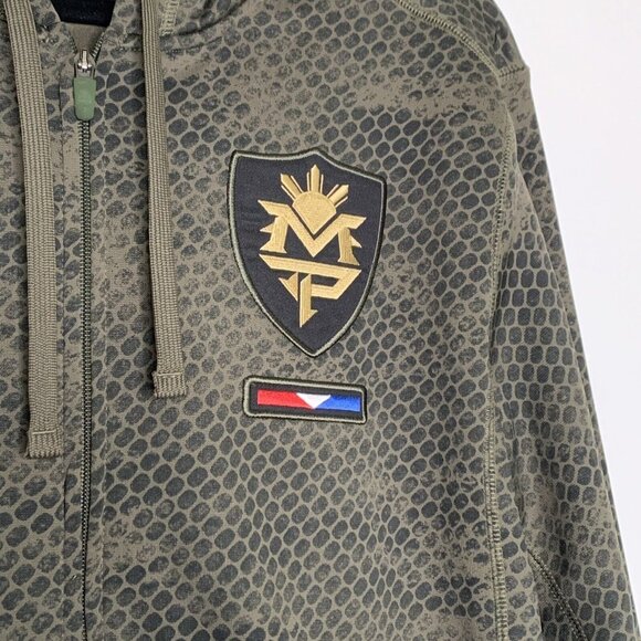 Manny Pacquiao Nike Rare Men's Pac-Man KO Zip-up Hoodie L Cargo Khaki EUC - Picture 4 of 12
